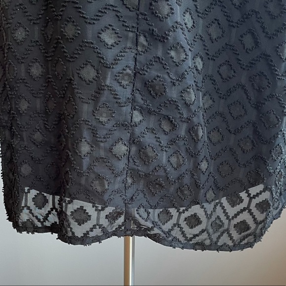 Daniel Rainn Black patterned open back long sleeve dress, M - Picture 4 of 5